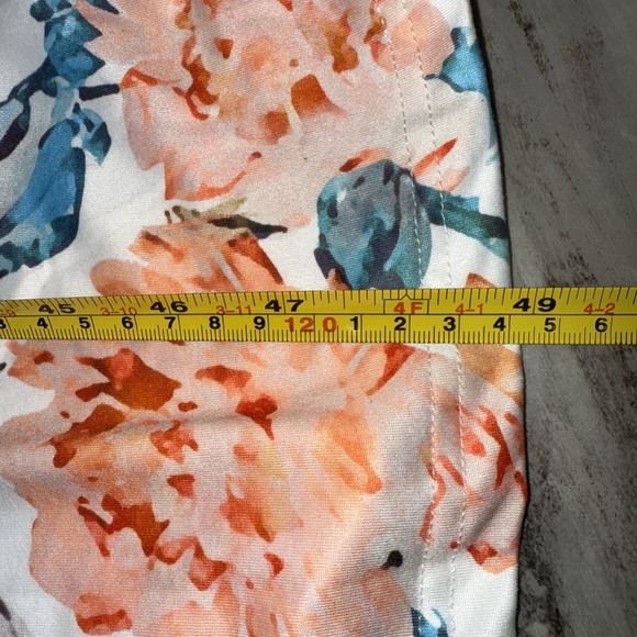 Jumpsuit Teal Orange Floral Adjustable Spaghetti Strap Wide Leg Flowy Size Med - Picture 8 of 11